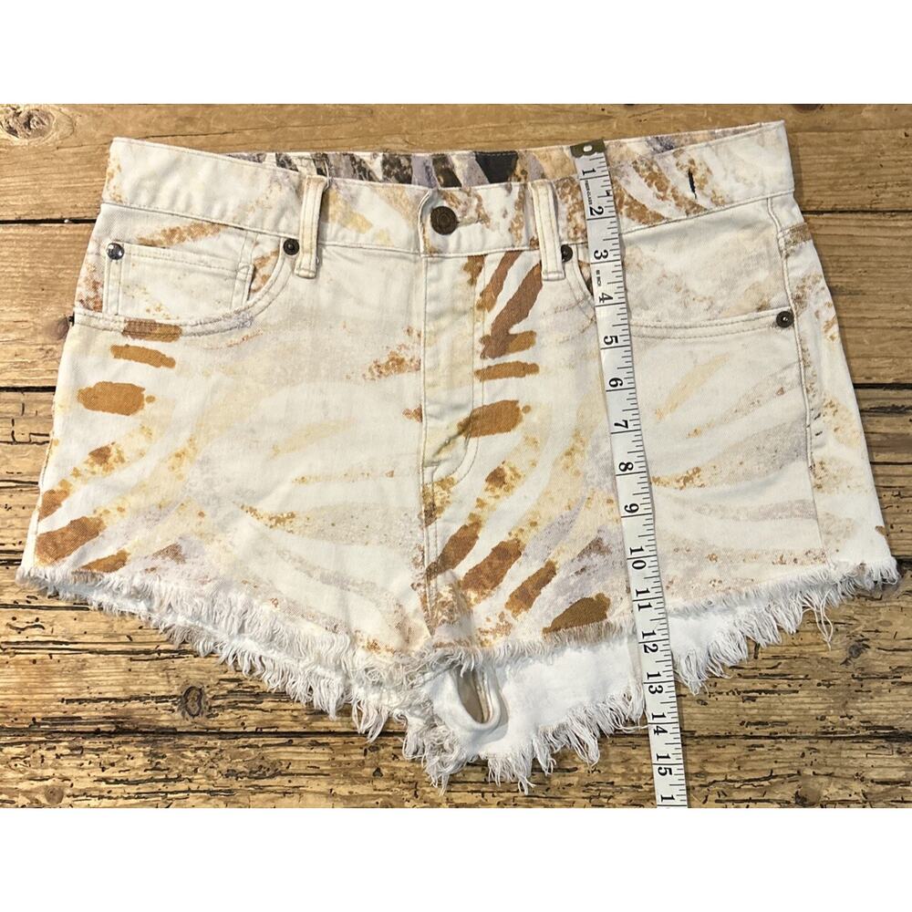 Denim&Supply RL Women’s Zebra Print Cream/Orange Vintage Cut Off Shorts Size 30 - Picture 3 of 10
